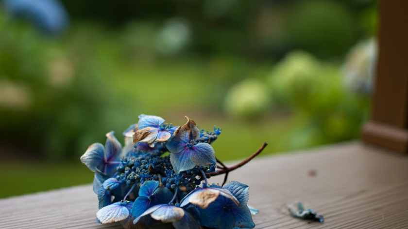 Piece of hydrangea plant that fell off